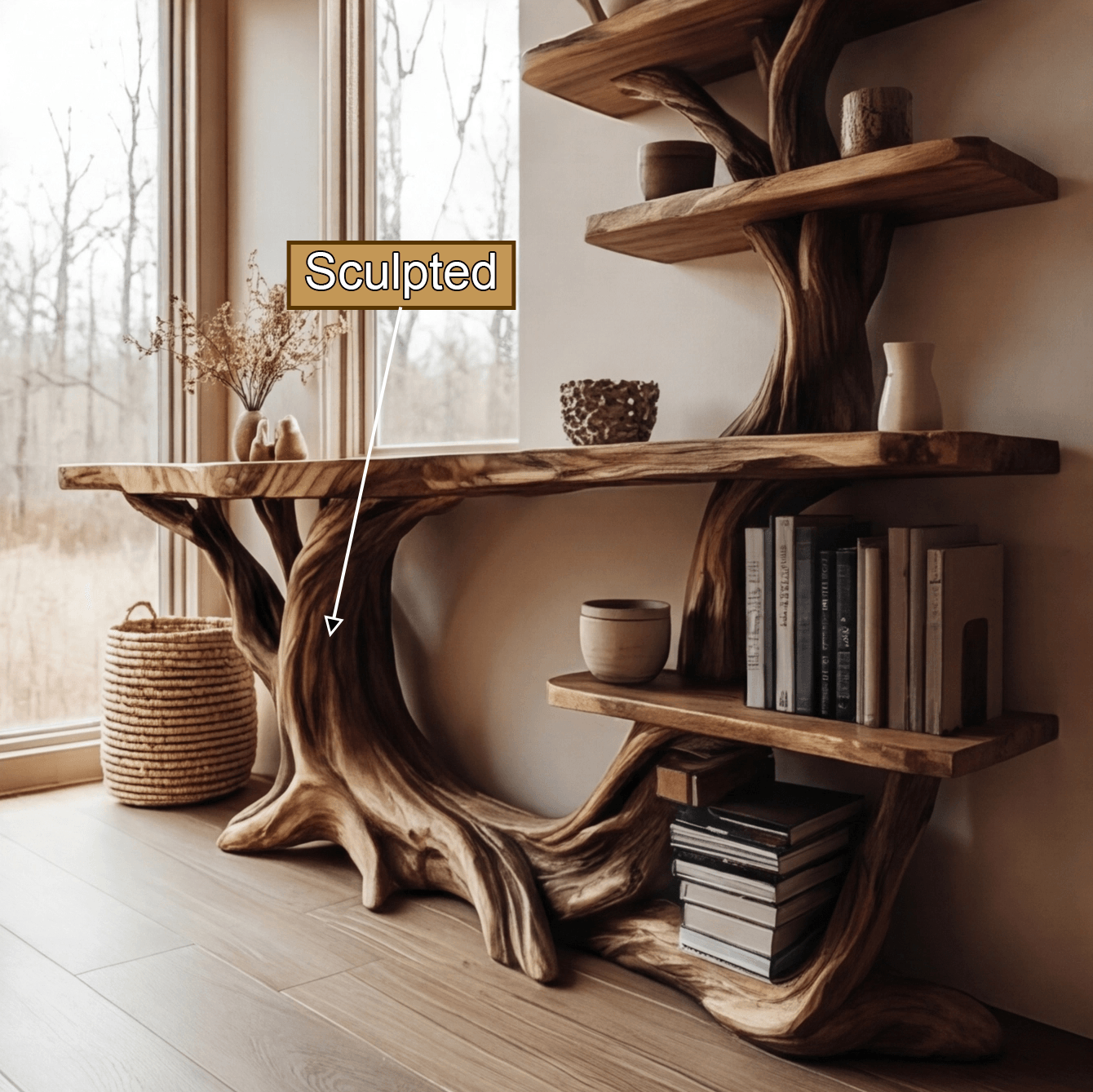 Eldergrove Solid Wood Console Table with Shelves