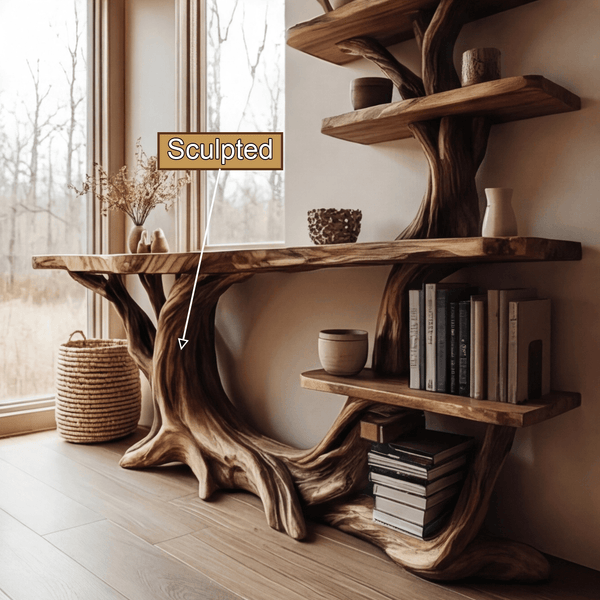 Eldergrove Solid Wood Console Table with Shelves