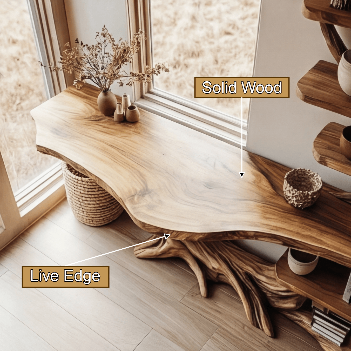 Eldergrove Solid Wood Console Table with Shelves