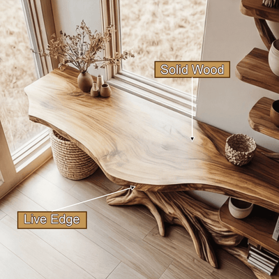 Eldergrove Solid Wood Console Table with Shelves