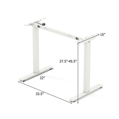Electric Standing Desk Frame Height Adjustable Computer Desk Base with LED Display-White