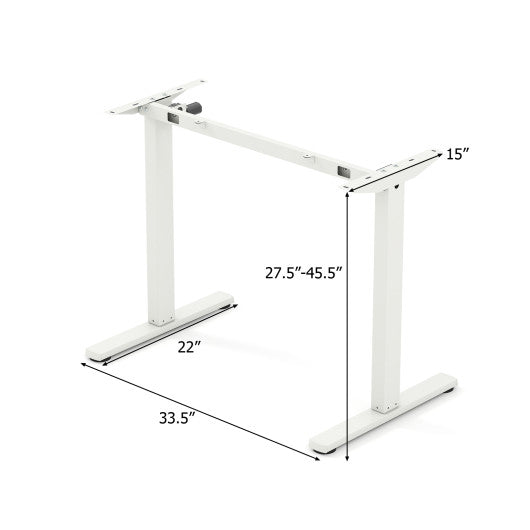 Electric Standing Desk Frame Height Adjustable Computer Desk Base with LED Display-White