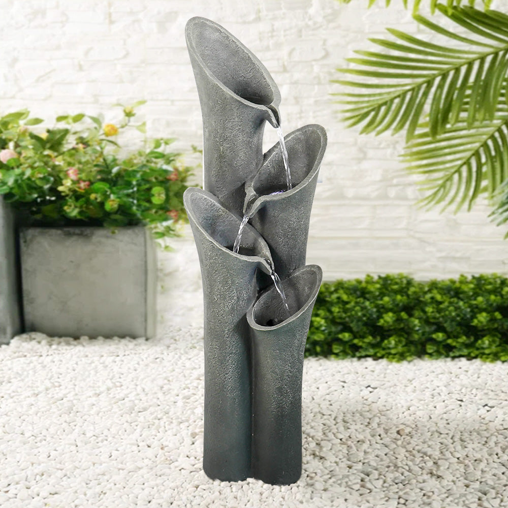 Concrete Trumpet Flower Outdoor Fountain 33 Inch