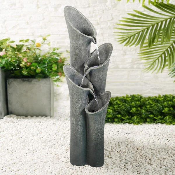 Concrete Trumpet Flower Outdoor Fountain 33 Inch