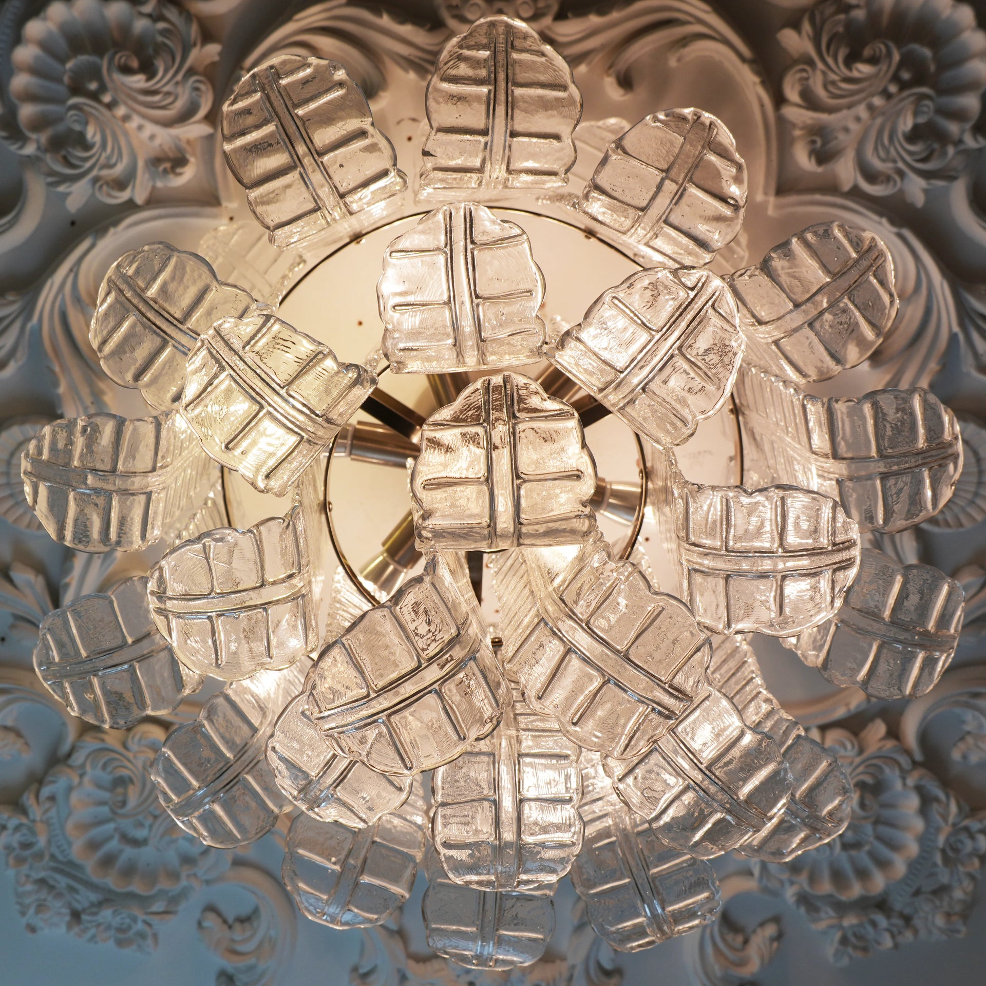 Elegant Murano Leaf Shaped Ceiling Lamp