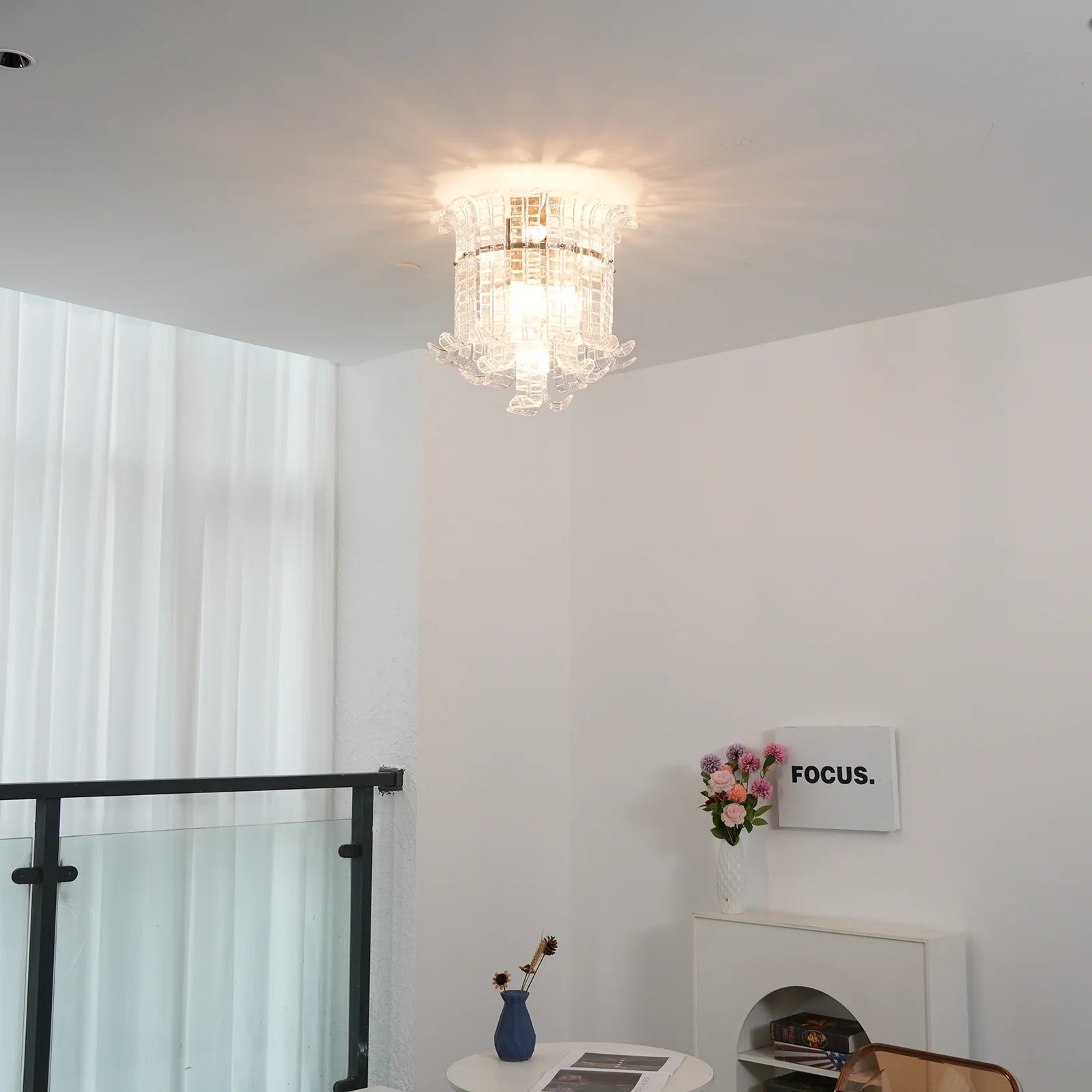 Elegant Murano Leaf Shaped Ceiling Lamp