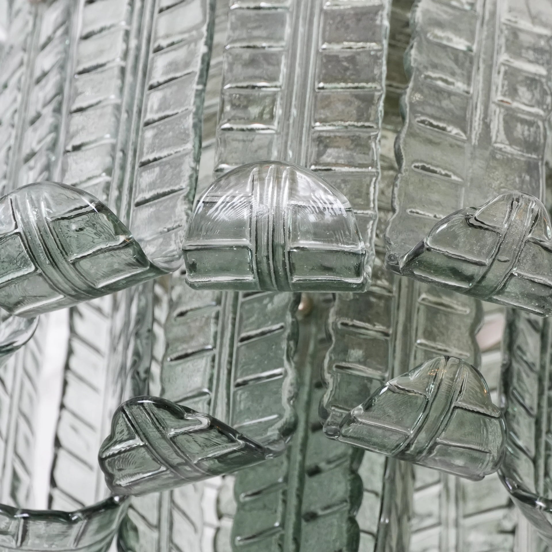 Elegant Murano Leaf Shaped Green Ceiling Lamp