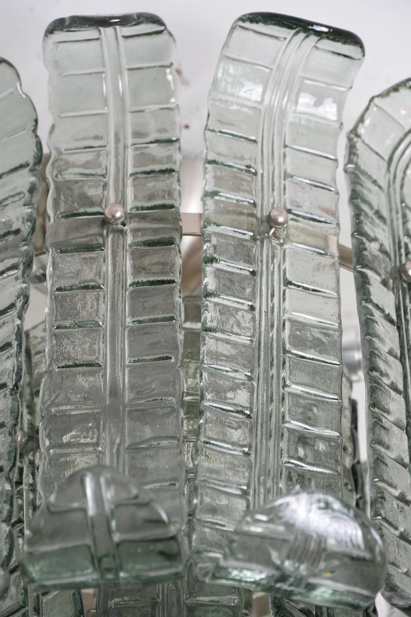 Elegant Murano Leaf Shaped Green Ceiling Lamp