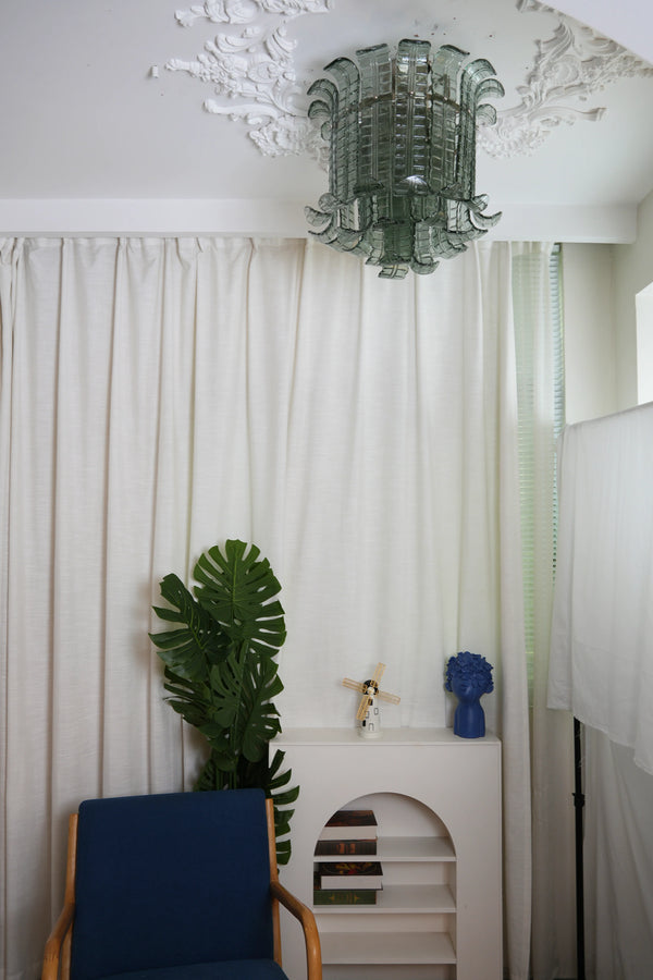 Elegant Murano Leaf Shaped Green Ceiling Lamp