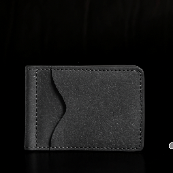 The Pinnacle Wallet - Black Slim Money Clip Pebble Grain Leather Wallet NAB Leather