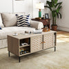 Elegant Veener Weaving Design Coffee Table with 4 Sliding Door