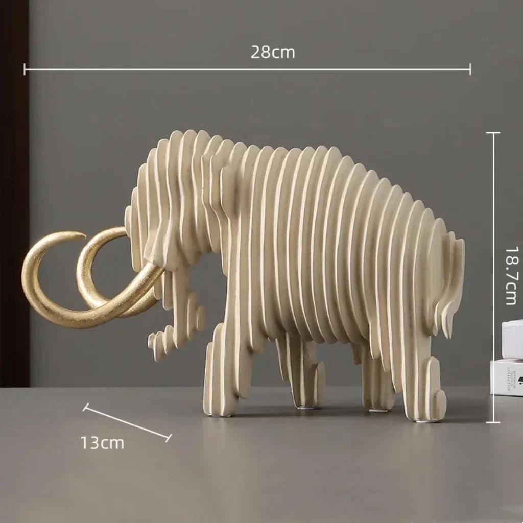 Elephant and Bull Sculpture Set Ribbed Design for Your Home