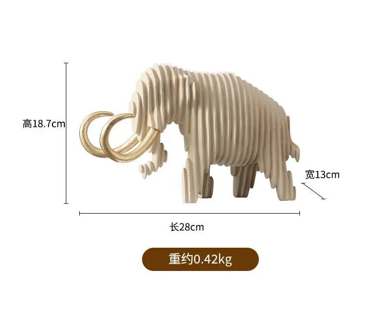 Elephant and Bull Sculpture Set Ribbed Design for Your Home