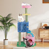 Elephant Themed Cat Tree for Adult Cats Multi-level Kitty Tower with 2 Condos-Blue