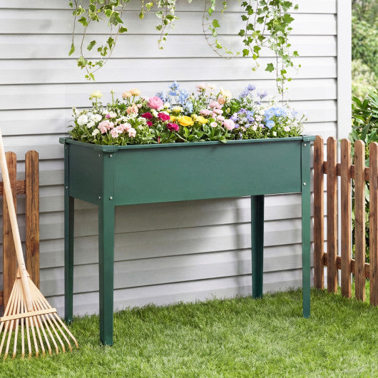Elevated Metal Raised Garden Bed with Legs and Drainage Holes-Green