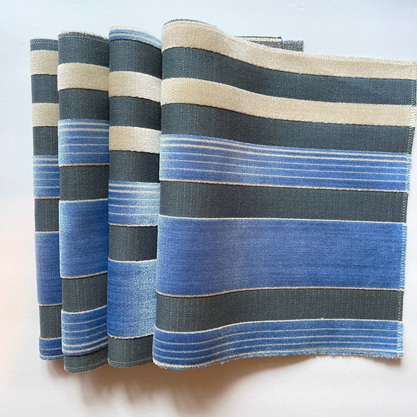 Special Sale! Chic Plate Mats for Your Dining Room, Richmond - Pack of 4 Beautiful Cut Velvet One-Side Placemats - Color: Indigo