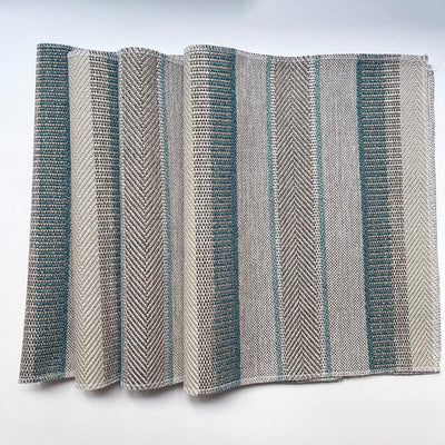 Chic Plate Mats for Your Dining Room, Habitat - Pack of 4 Organic Look Textured Stripes Designer Pattern Placemats - Color: Laguna