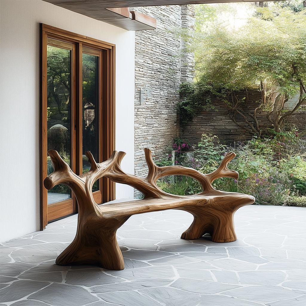 Elmwave Handcrafted Live Edge Outdoor Bench