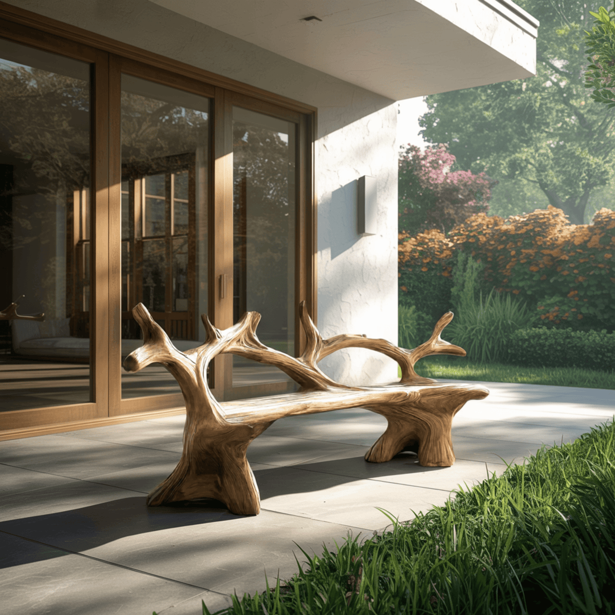 Elmwave Handcrafted Live Edge Outdoor Bench