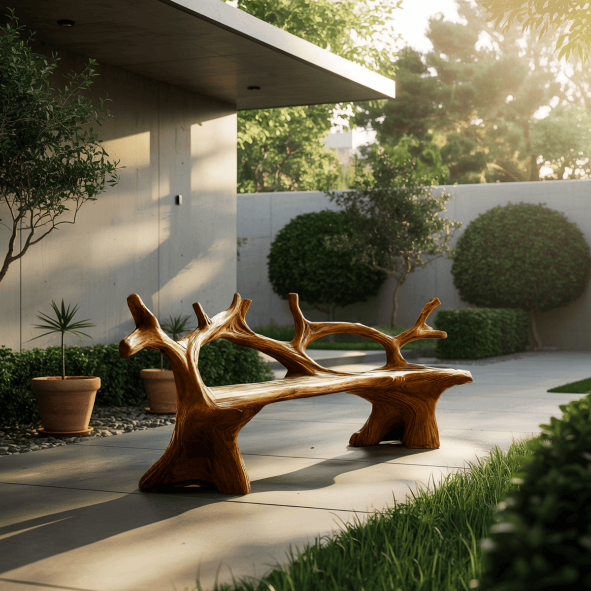 Elmwave Handcrafted Live Edge Outdoor Bench