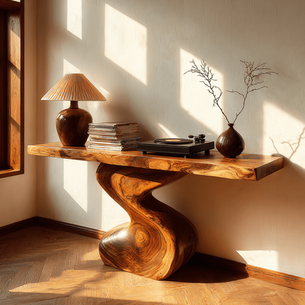 Elora Curve Solid Wood Console Table