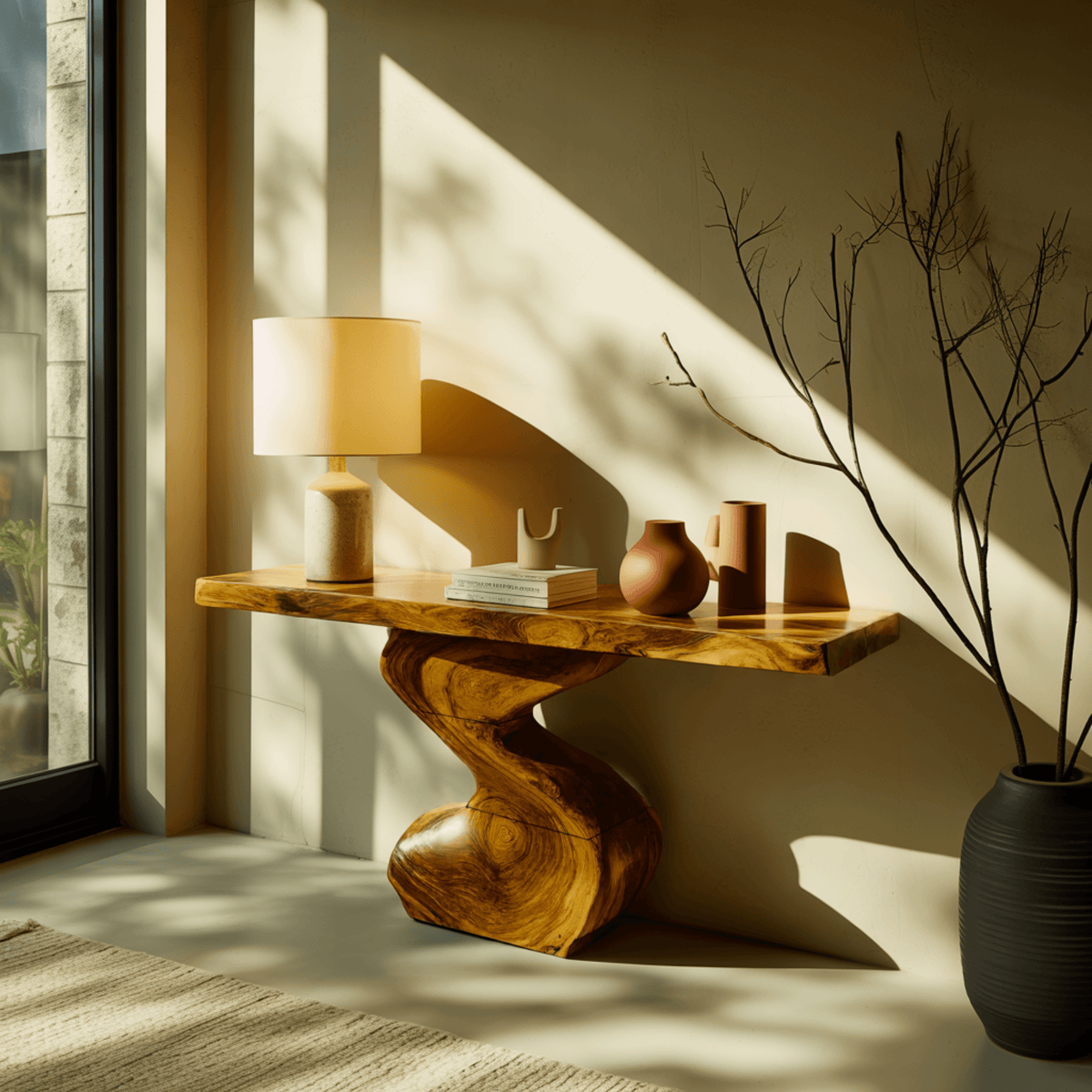 Elora Curve Solid Wood Console Table