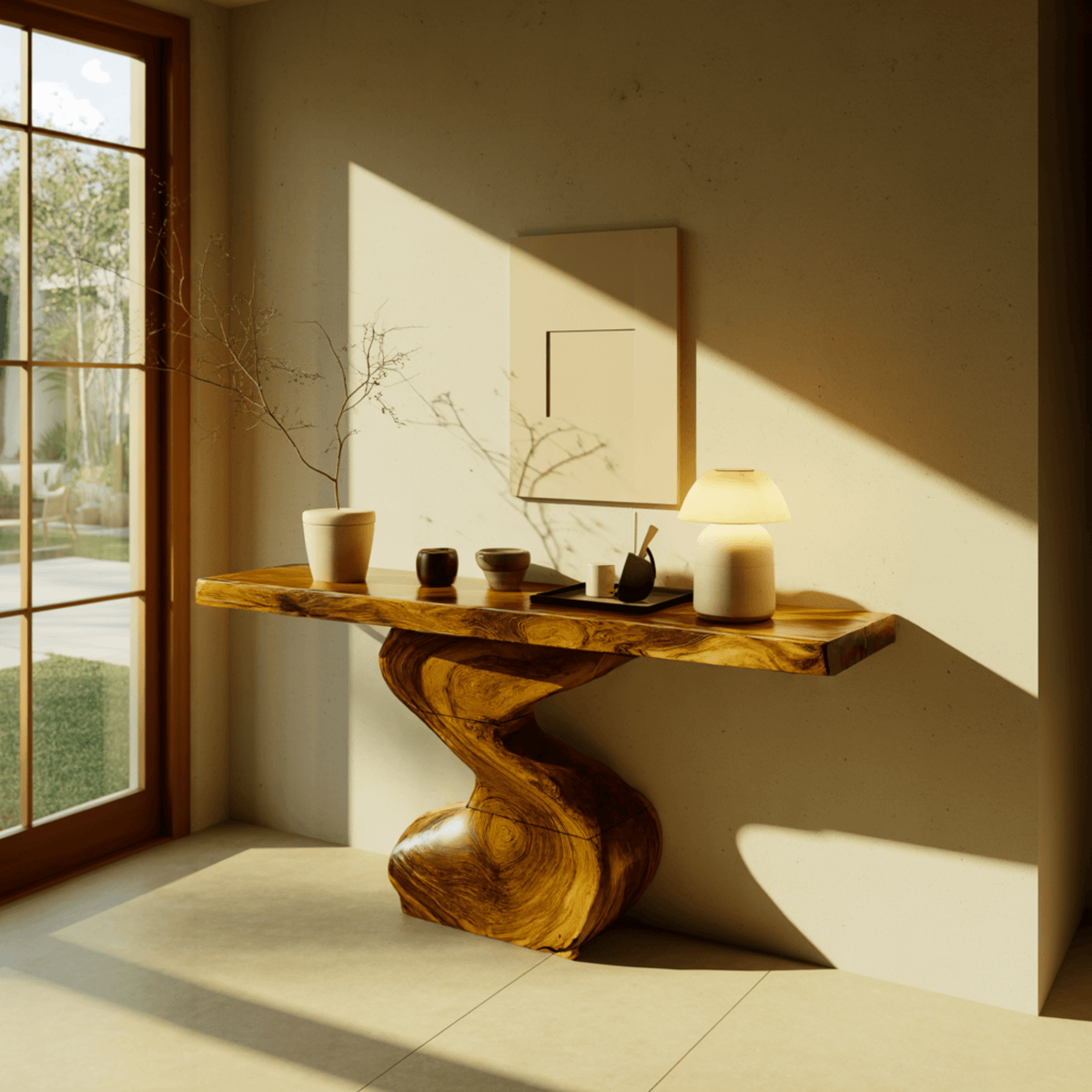 Elora Curve Solid Wood Console Table