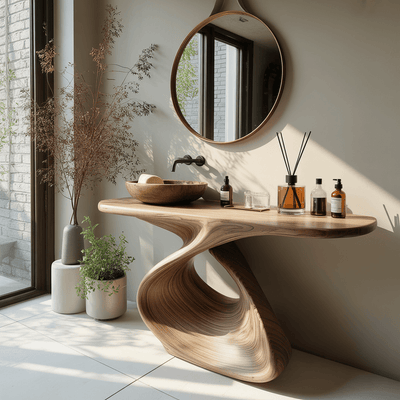 Elora Loop Sculptural Wood Console Table