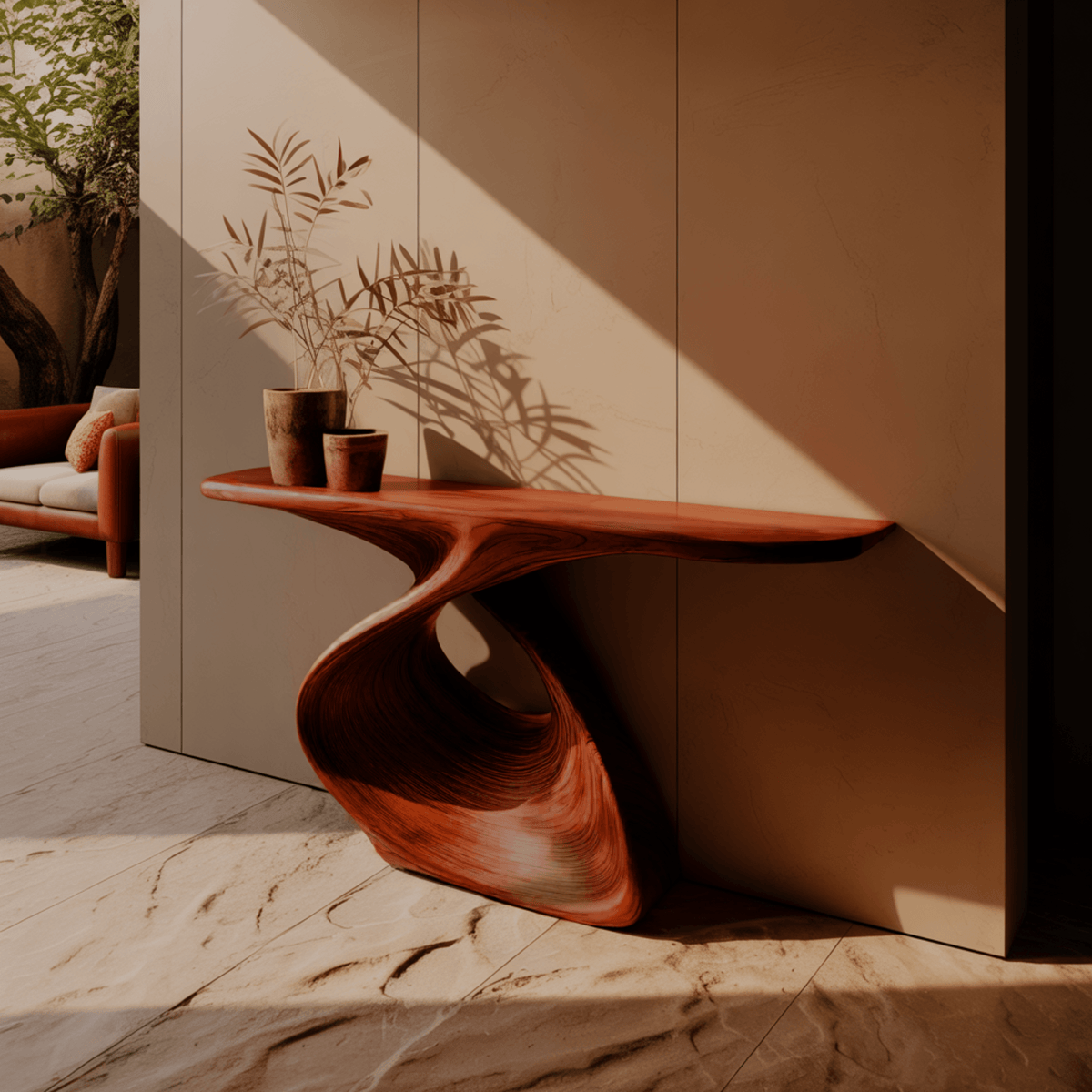 Elora Loop Sculptural Wood Console Table
