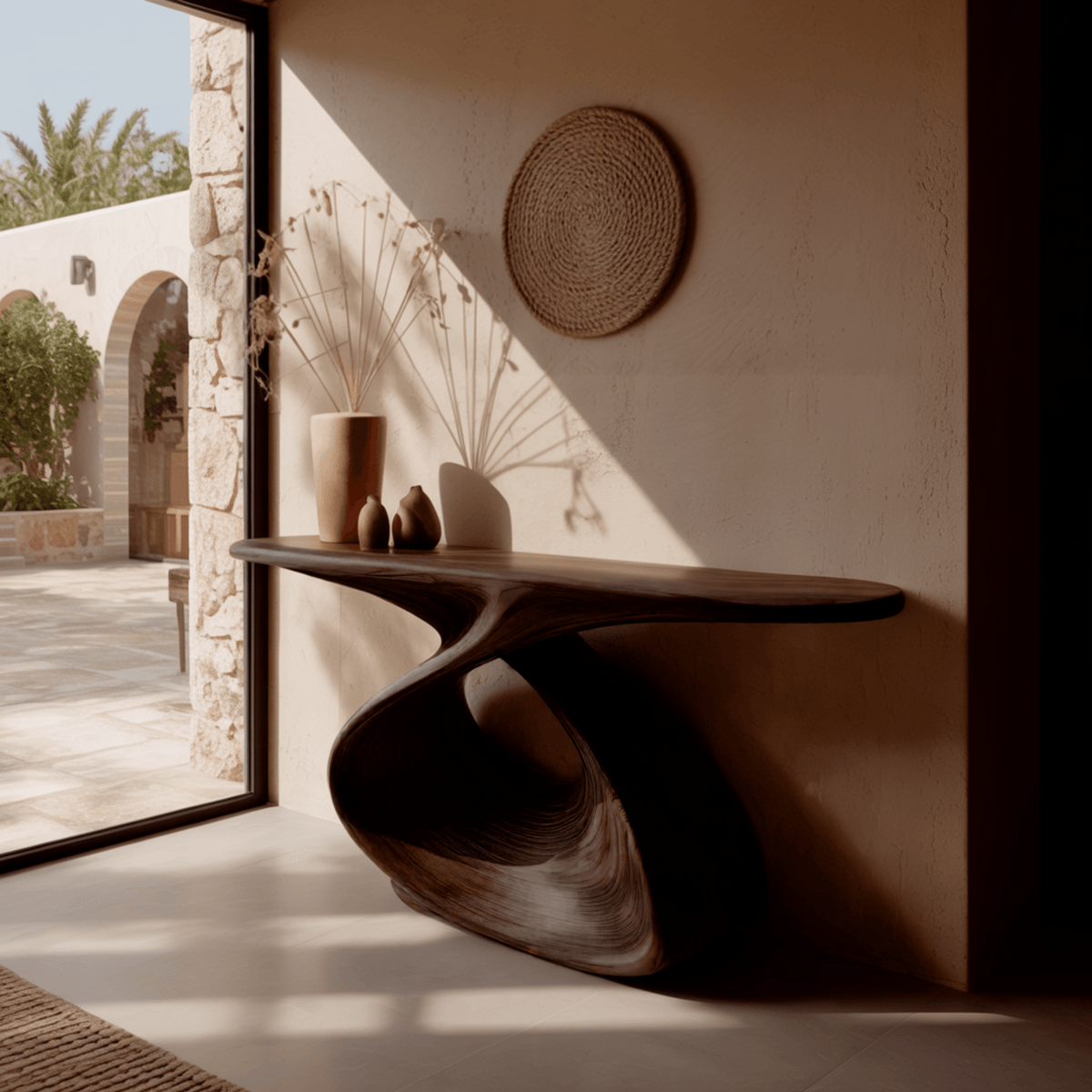 Elora Loop Sculptural Wood Console Table