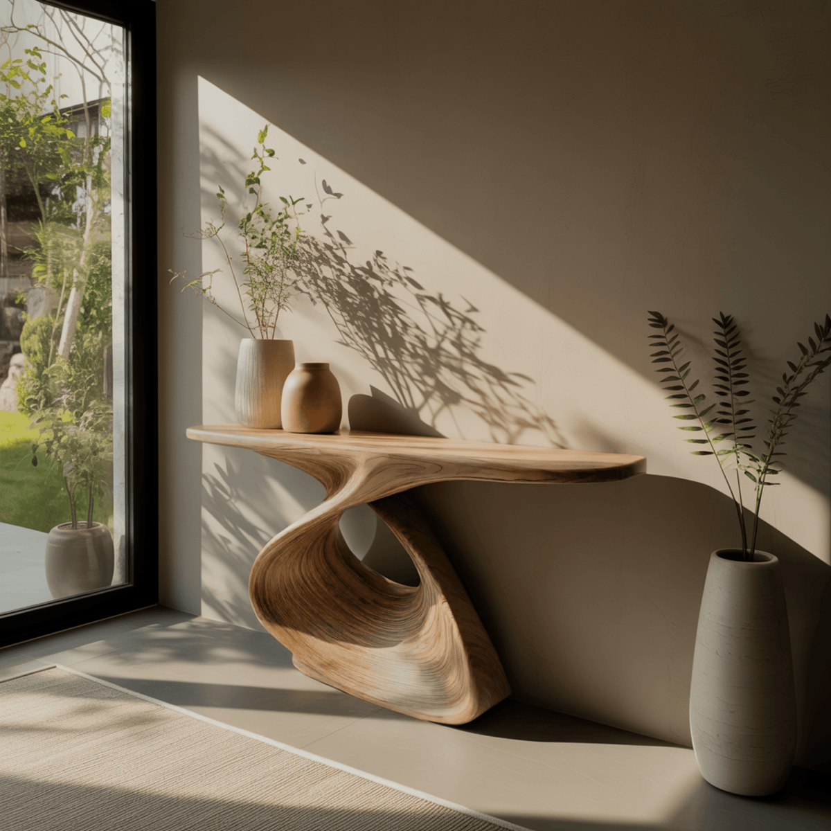 Elora Loop Sculptural Wood Console Table