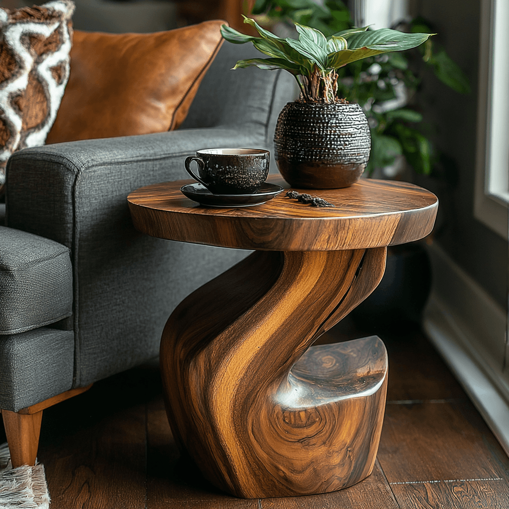 Elora Twist Solid Wood Side Table