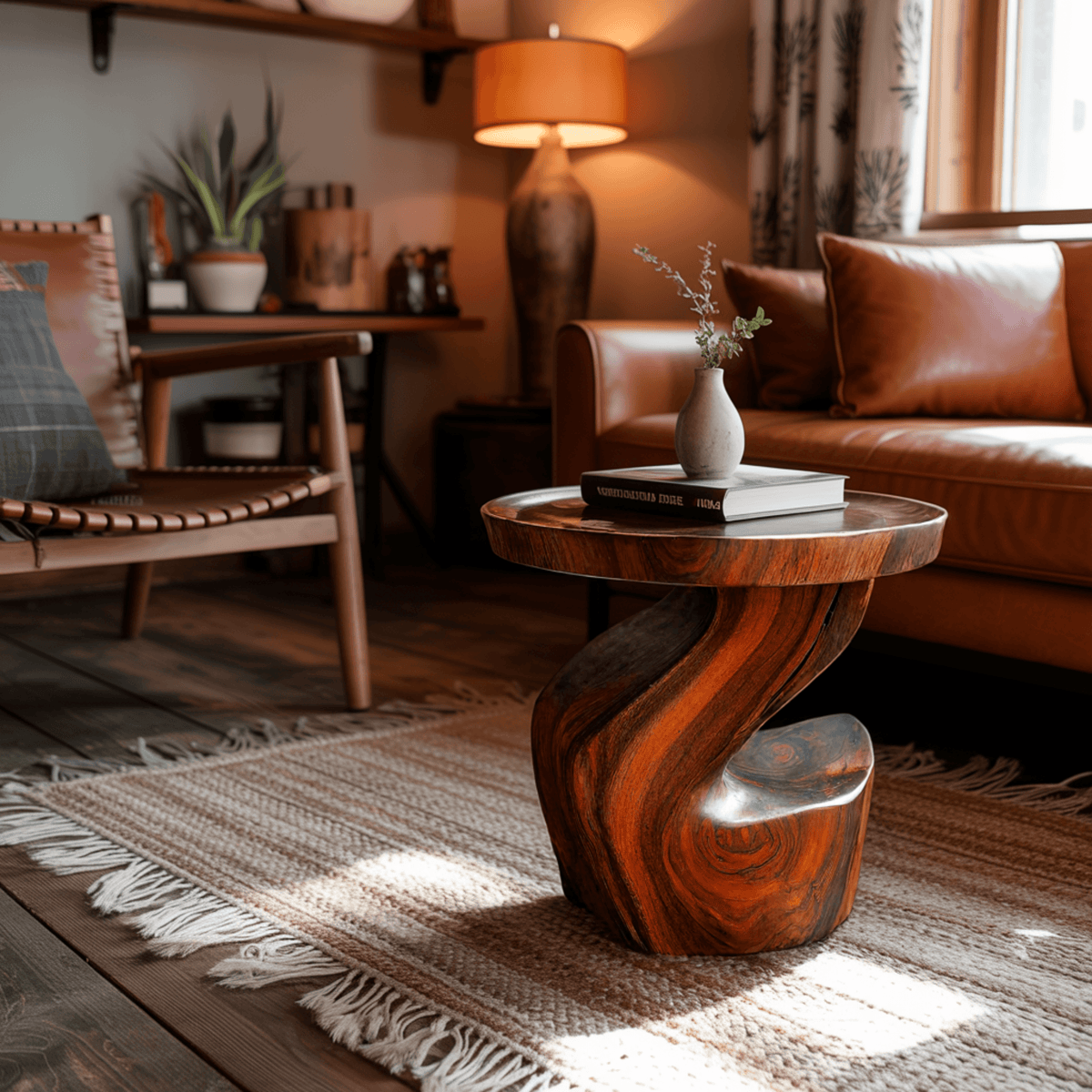 Elora Twist Solid Wood Side Table