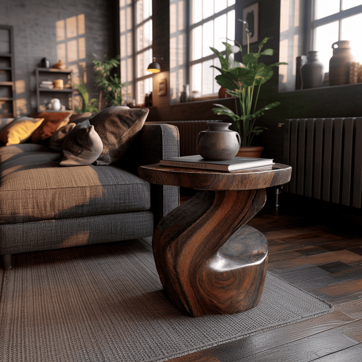 Elora Twist Solid Wood Side Table