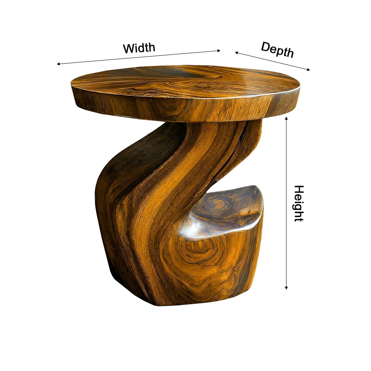 Elora Twist Solid Wood Side Table
