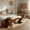Elora Wave Sculptural Wood Bed Bench