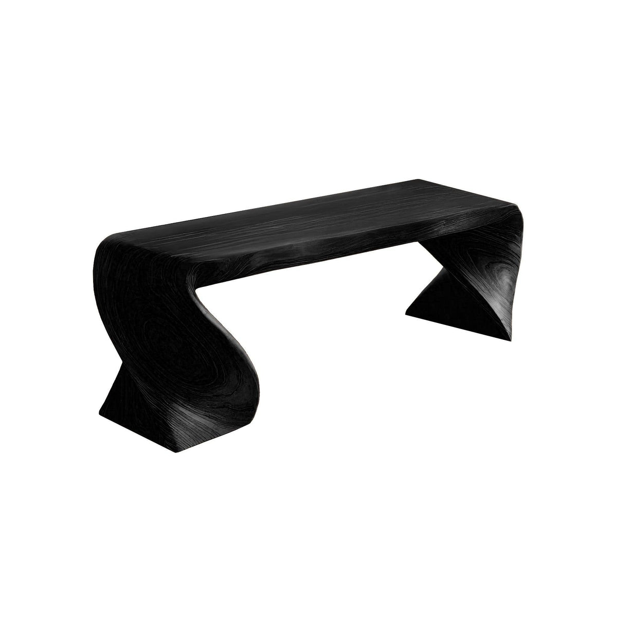 Elora Wave Sculptural Wood Bed Bench