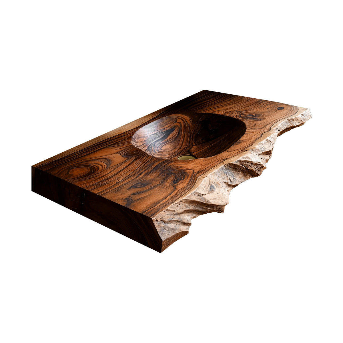 Elowen Live-Edge Wood Floating Bathroom Vanity with Integrated Sink