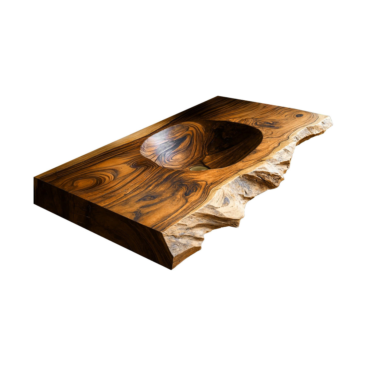 Elowen Live-Edge Wood Floating Bathroom Vanity with Integrated Sink