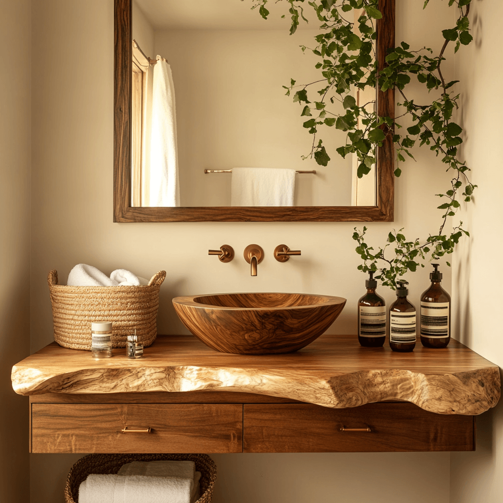 Elowen Live Edge Solid Wood Floating Bathroom Vanity with Drawers