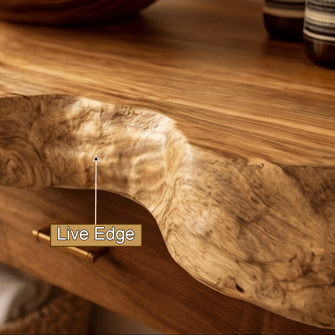 Elowen Live Edge Solid Wood Floating Bathroom Vanity with Drawers