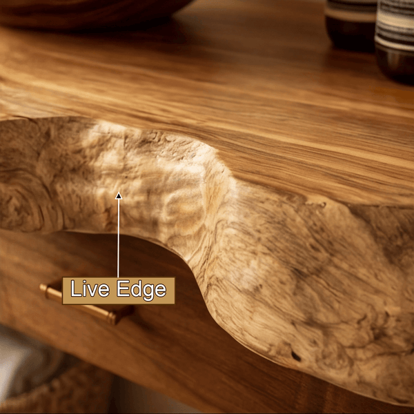 Elowen Live Edge Solid Wood Floating Bathroom Vanity with Drawers