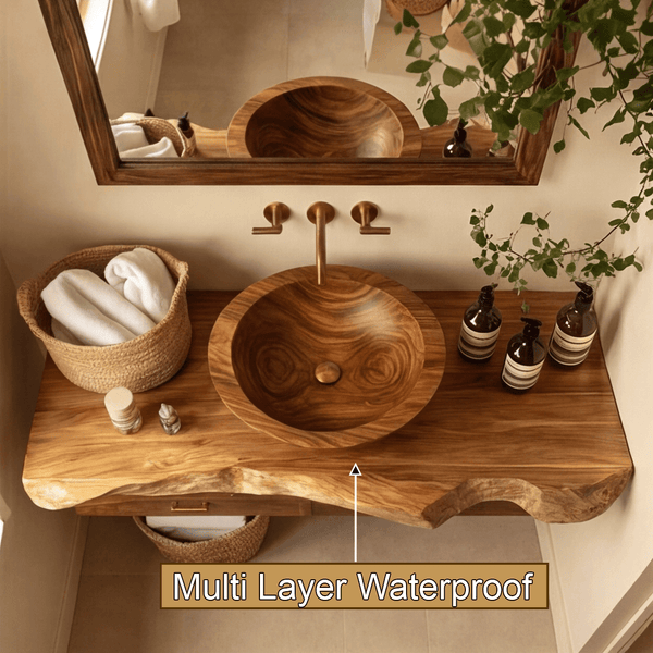 Elowen Live Edge Solid Wood Floating Bathroom Vanity with Drawers