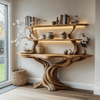 Elowen Sculpted Solid Wood Console Table with Shelves
