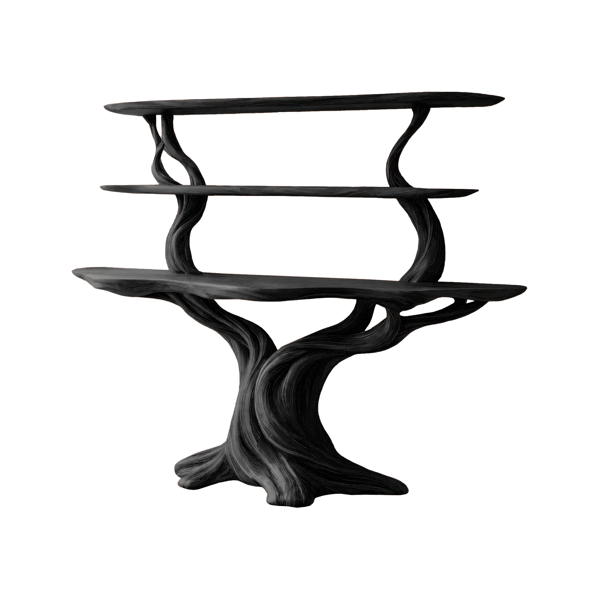 Elowen Sculpted Solid Wood Console Table with Shelves