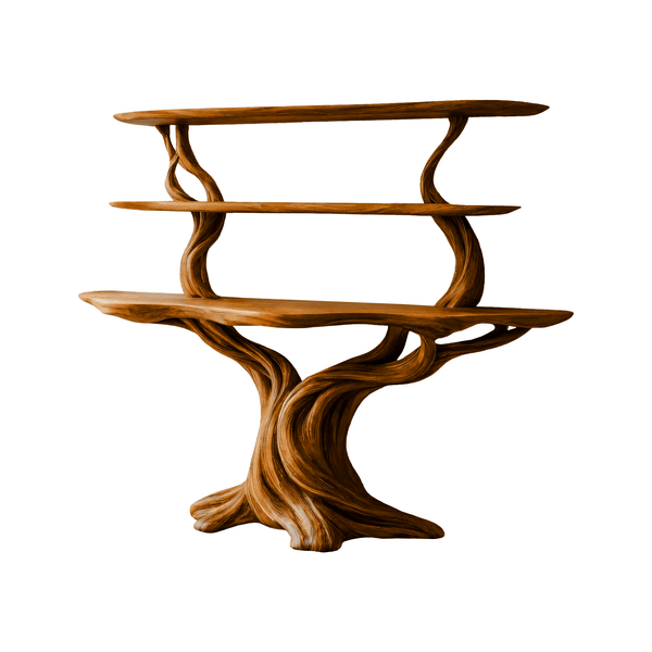 Elowen Sculpted Solid Wood Console Table with Shelves