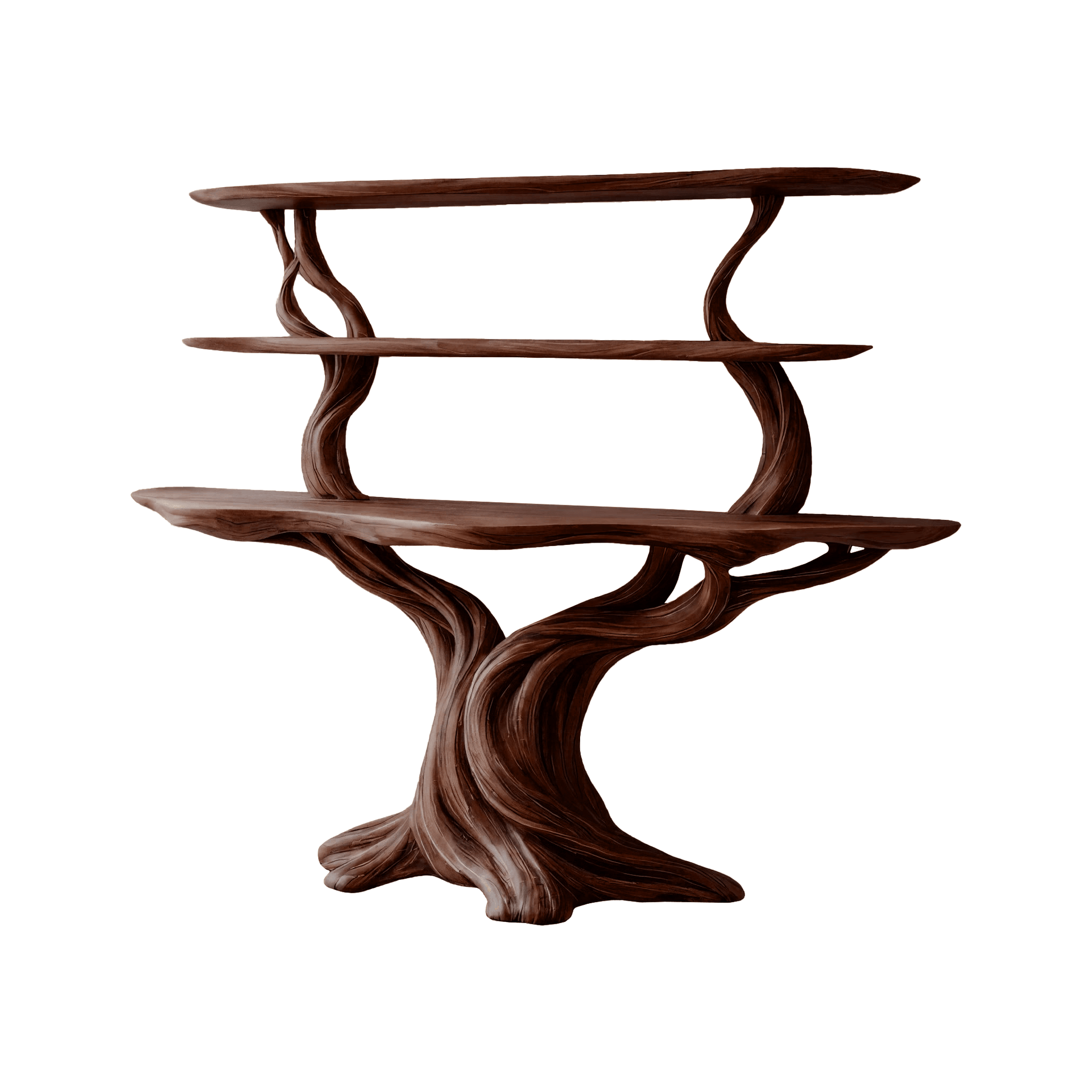 Elowen Sculpted Solid Wood Console Table with Shelves