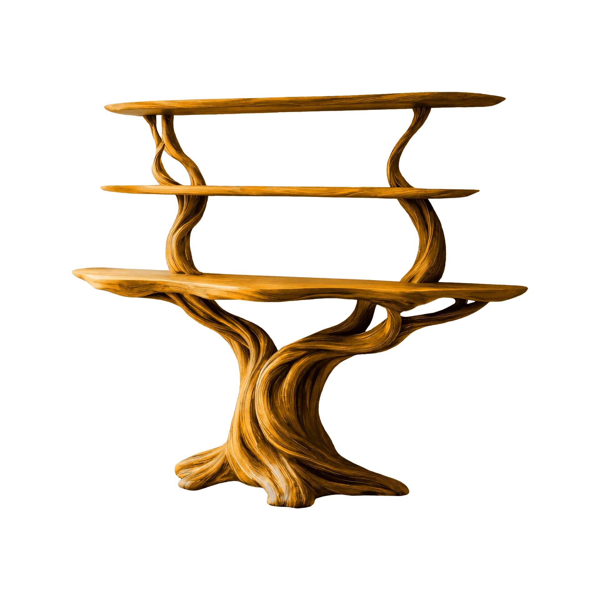 Elowen Sculpted Solid Wood Console Table with Shelves