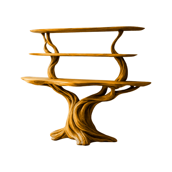 Elowen Sculpted Solid Wood Console Table with Shelves