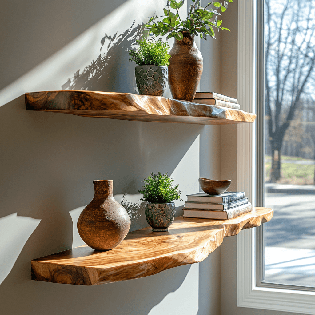Elvaron Live Edge Solid Wood Floating Shelf SPA845621